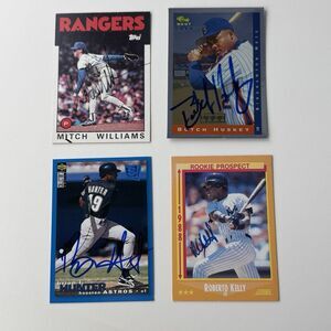 Baseball Autographs 4 Card Lot Roberto Kelly Prospect Butch Huskey Brian Hunter